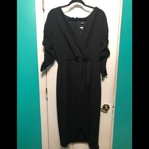 Ashley Stewart Faux Wrap Black 14/16 Dress